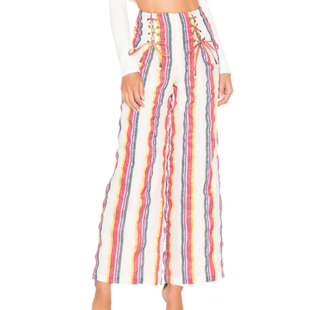Tularosa Colorful Stripe Tie Bobbie Wide Leg Pants